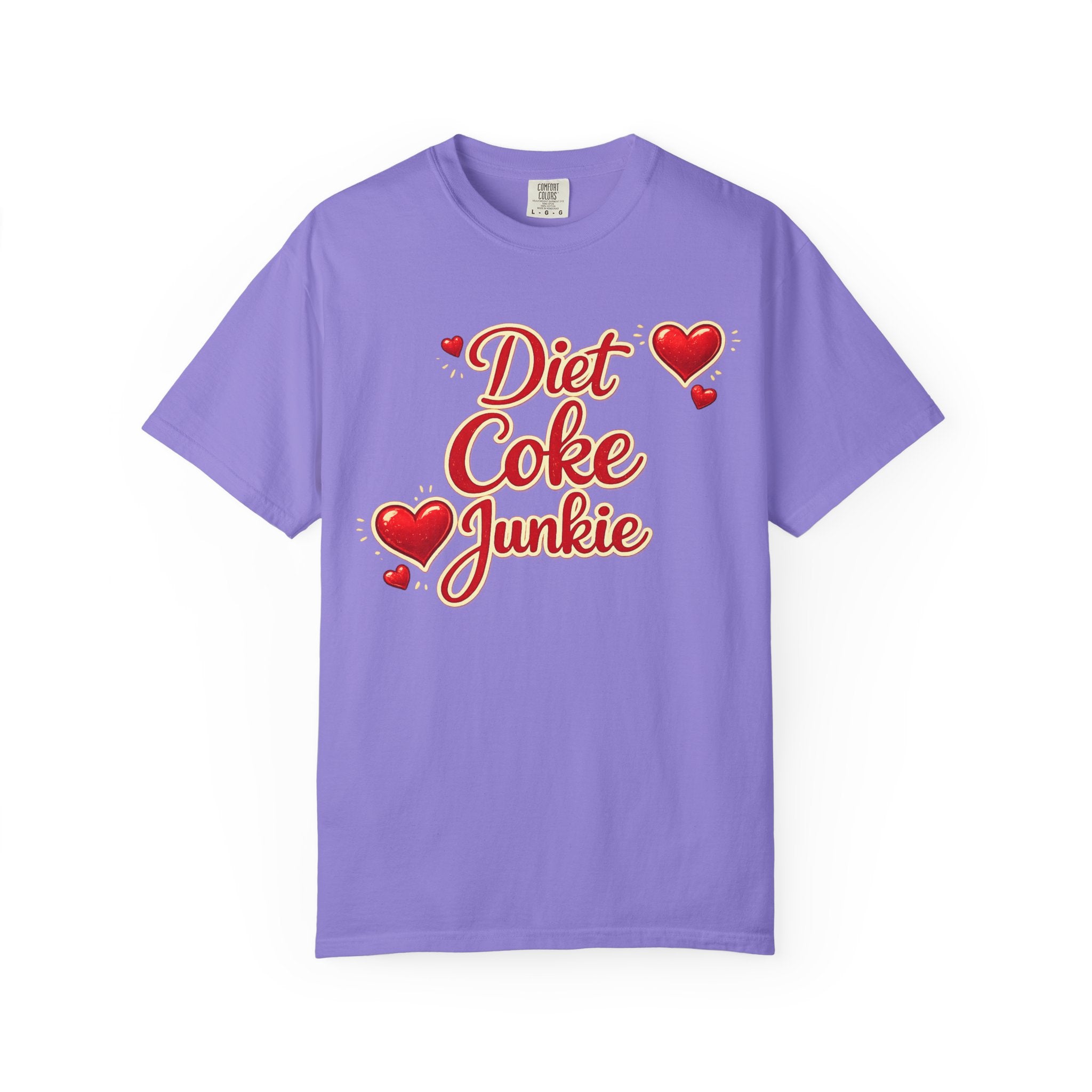 Diet Coke Junkie T‑Shirt — Retro Script Heart Graphic Tee