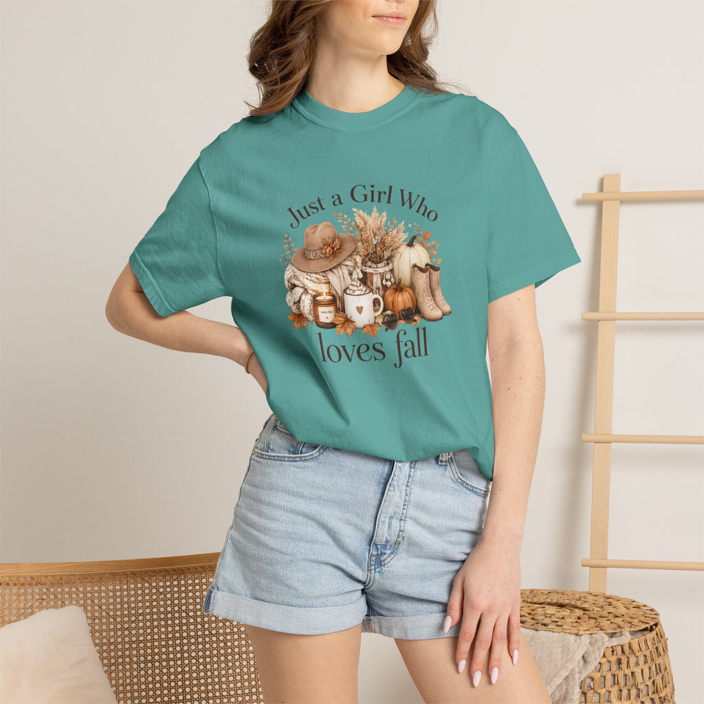 Fall Vibes Graphic Tee — "Just a Girl Who Loves Fall" Autumn Shirt
