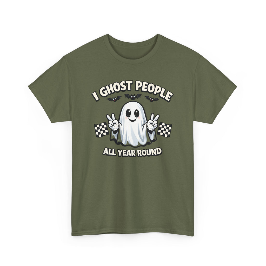 Ghost People All Year Round Tee — Cute Vintage Ghost Graphic Shirt
