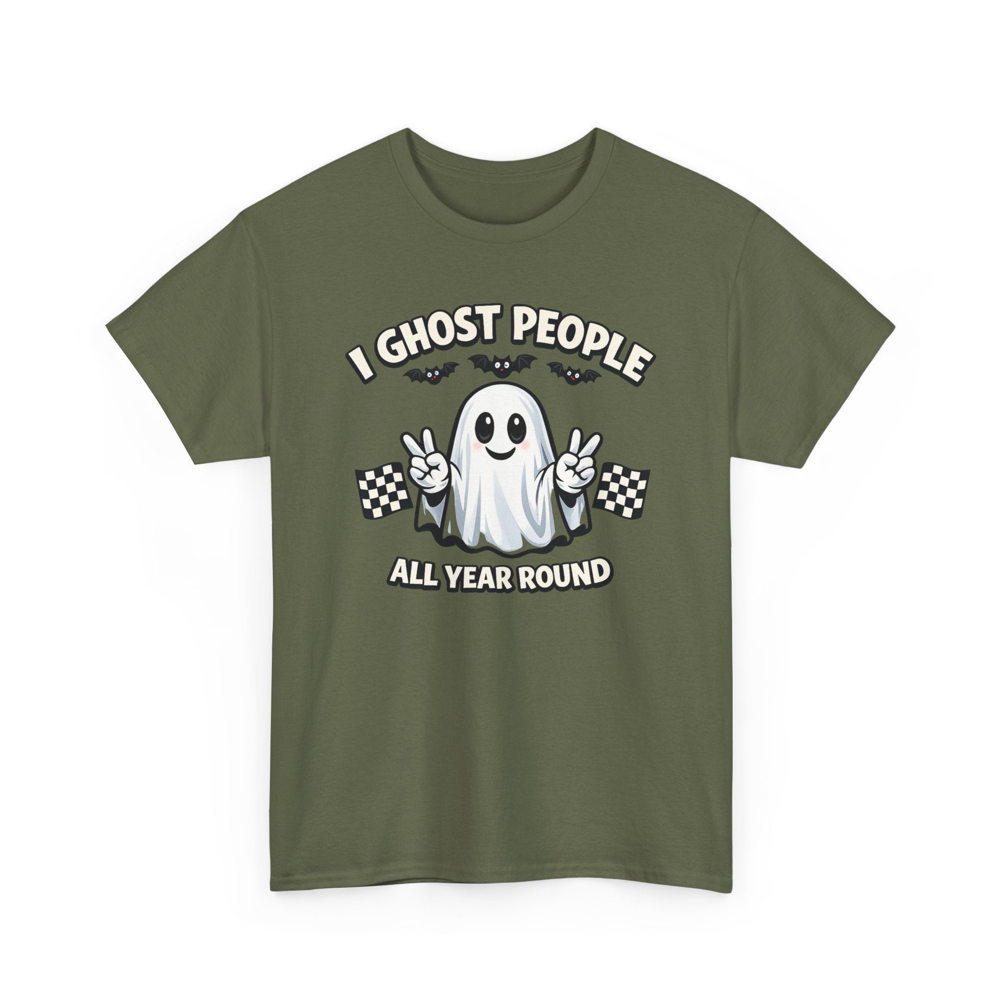 Ghost People All Year Round Tee — Cute Vintage Ghost Graphic Shirt