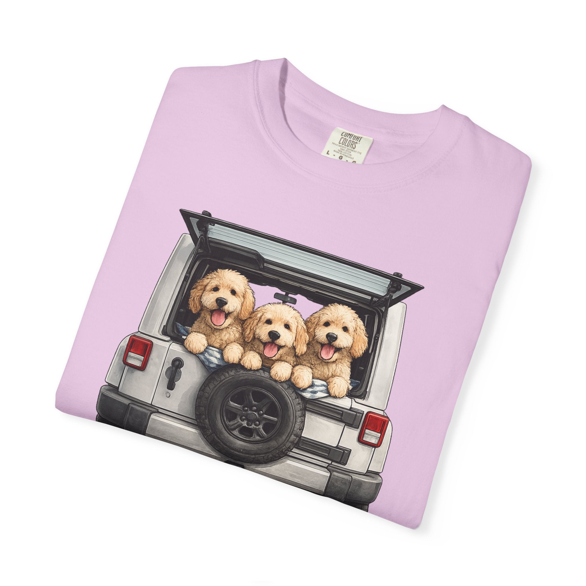 Jeep Days T-Shirt — Cute Golden Retrievers in Jeep Graphic Tee