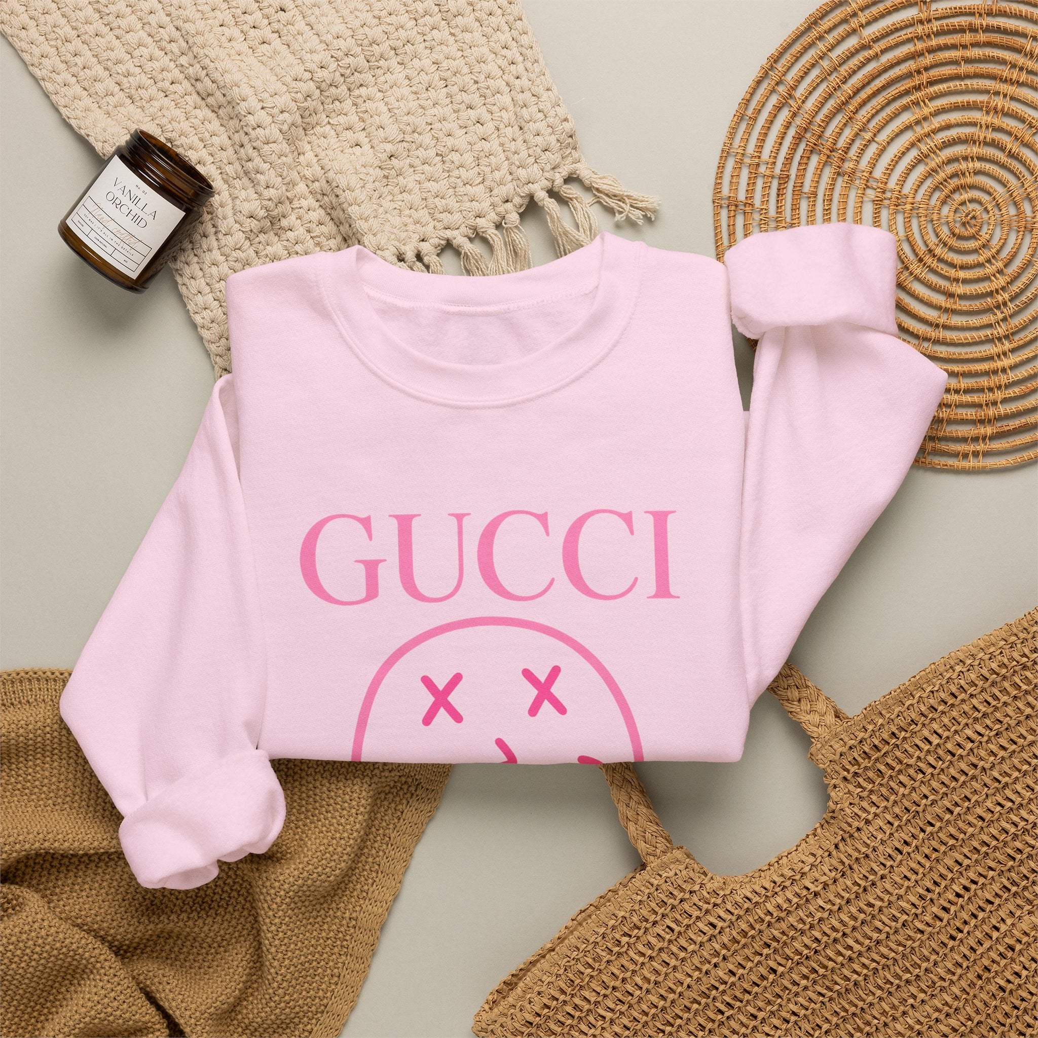 Gucci Pink Smiley Crewneck Sweatshirt