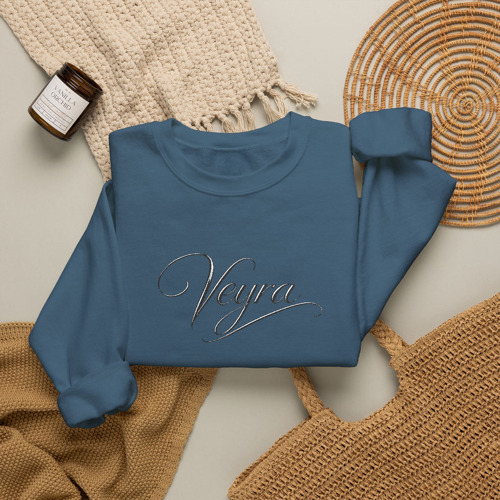 Veyra Script Crewneck Sweatshirt — Elegant Handwritten Logo Pullover