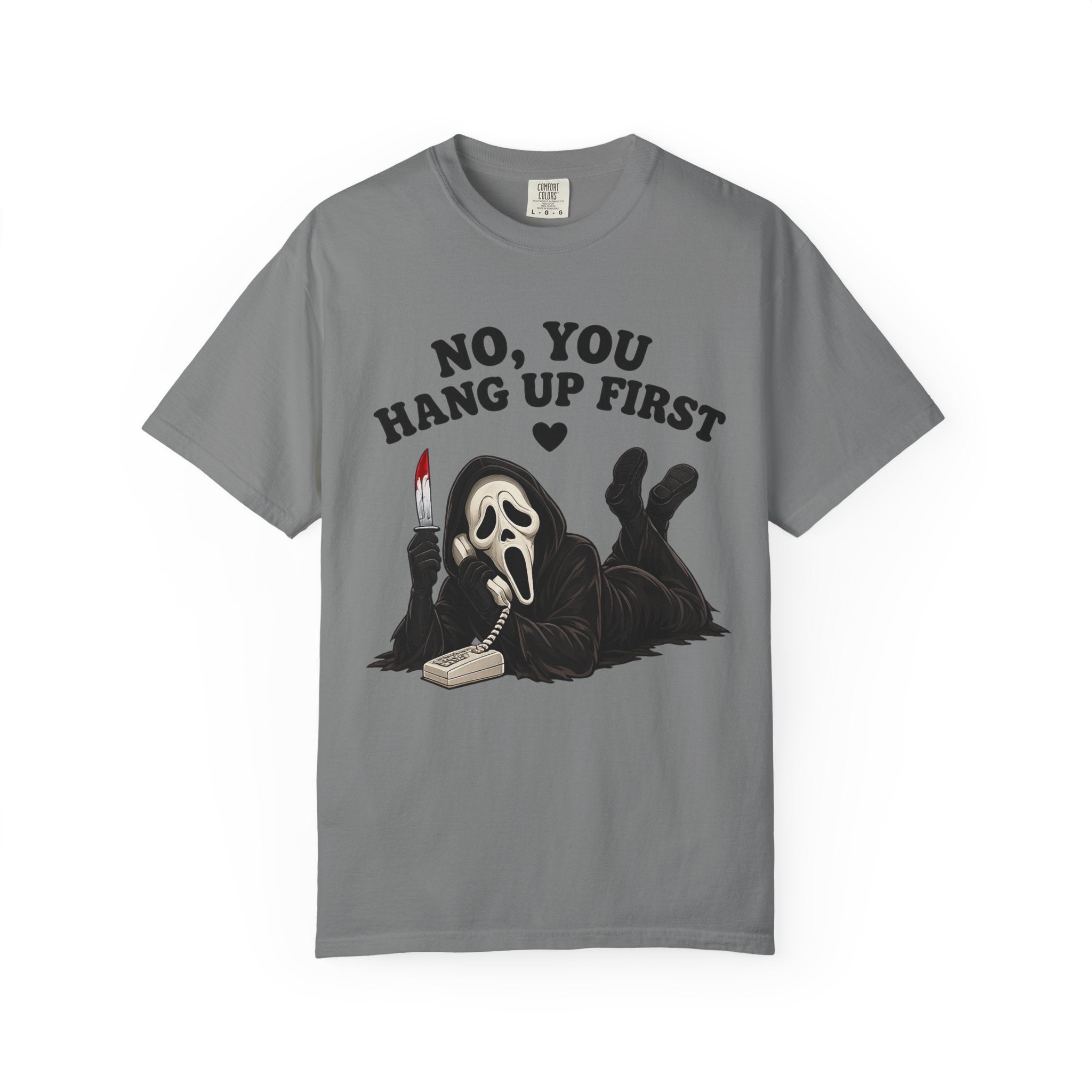Scream Reaper Tee – "No, You Hang Up First" Graphic T‑Shirt