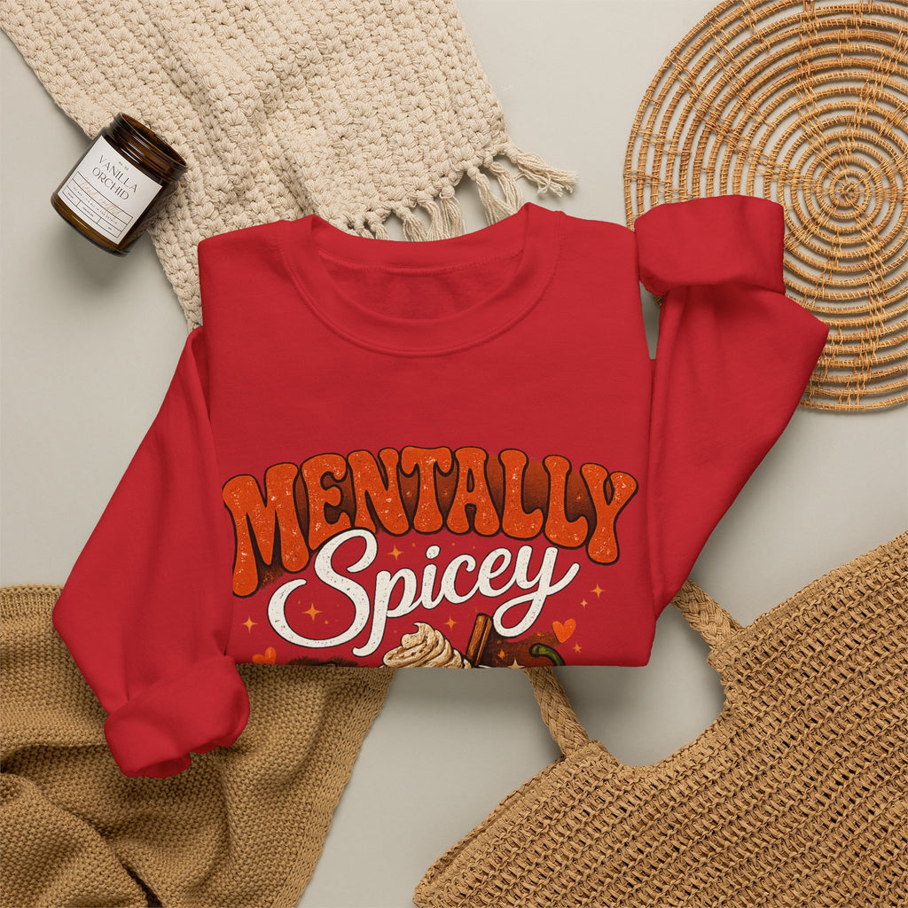 Crewneck Sweatshirt — "Mentally Spicy" Coffee & Chili Graphic