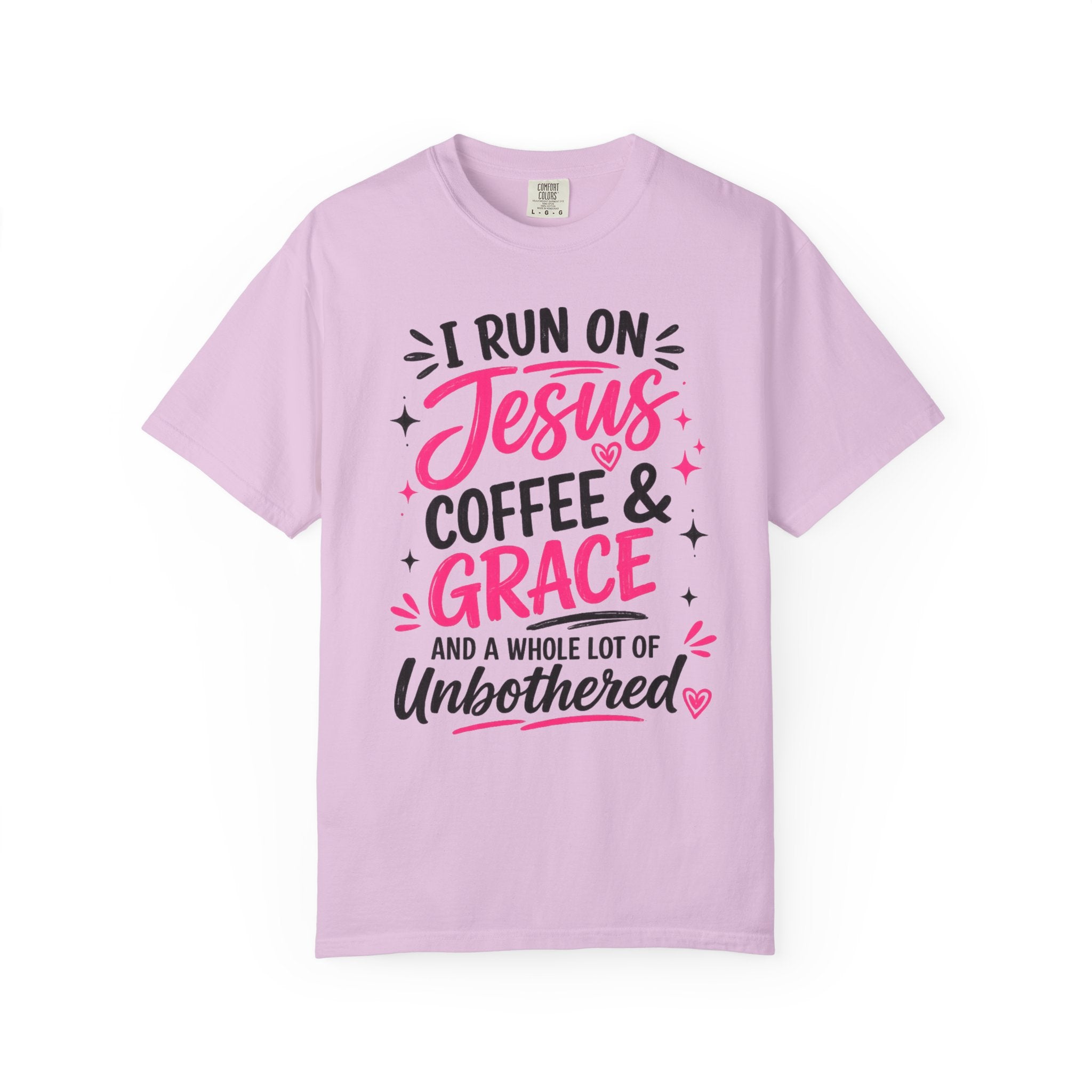 Christian Graphic T-Shirt - "I Run on Jesus, Coffee & Grace" Faith Tee