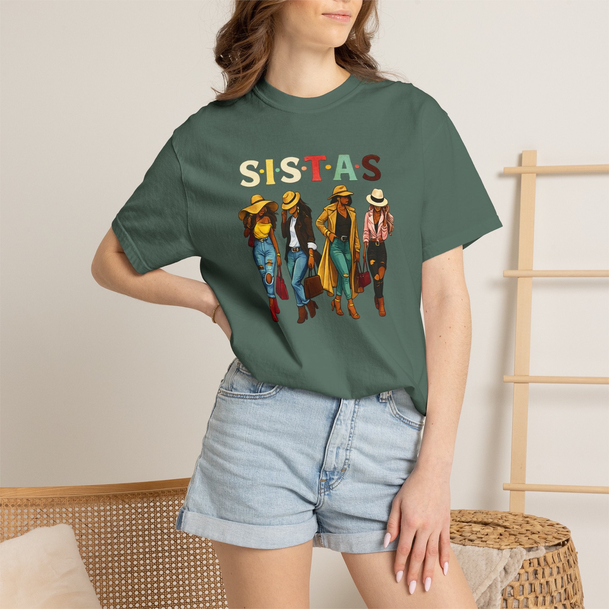 Sistas Graphic T-Shirt – Bold Sisterhood Women Walking Design