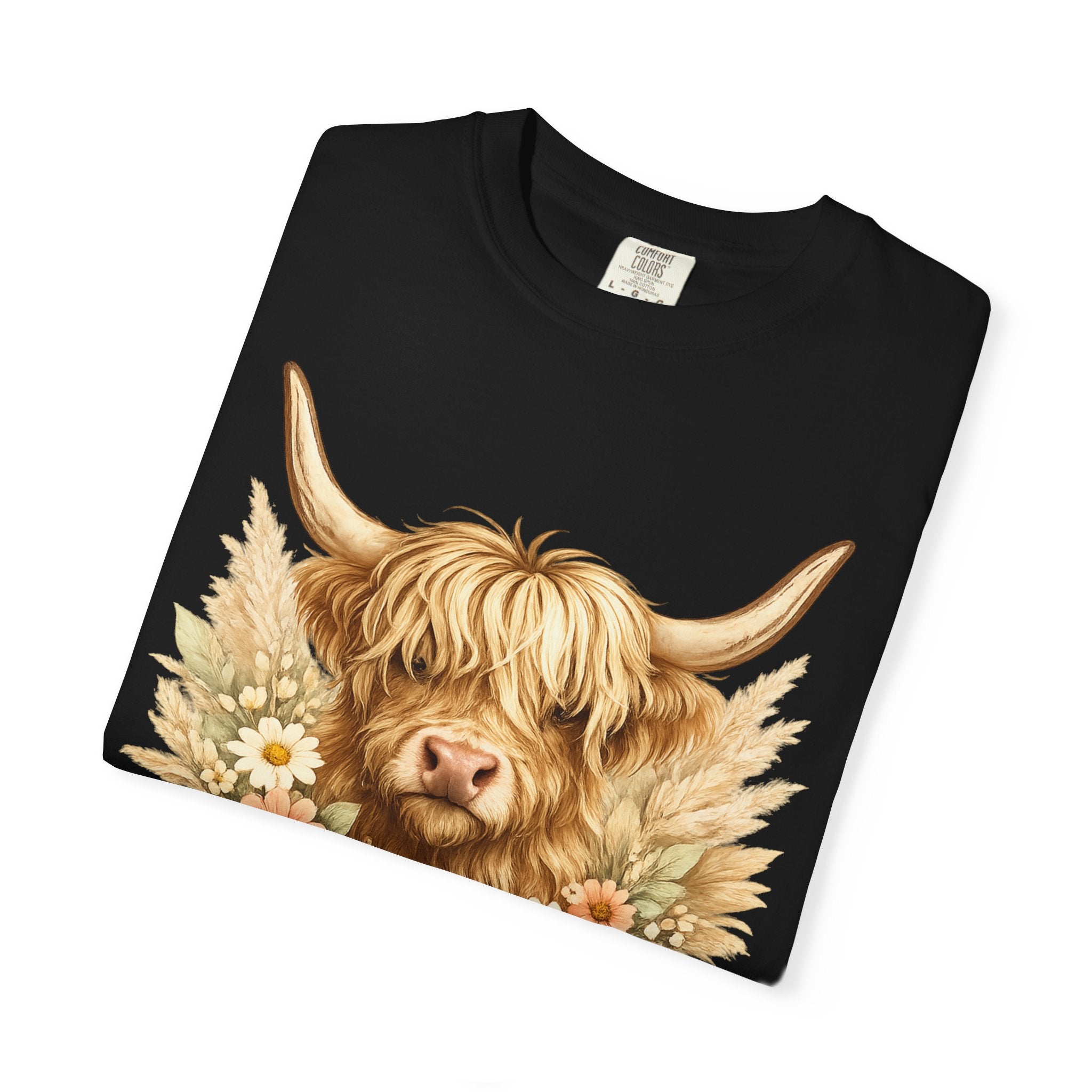 Highland Cow Floral T-Shirt — Cute Scottish Highland Cattle Tee