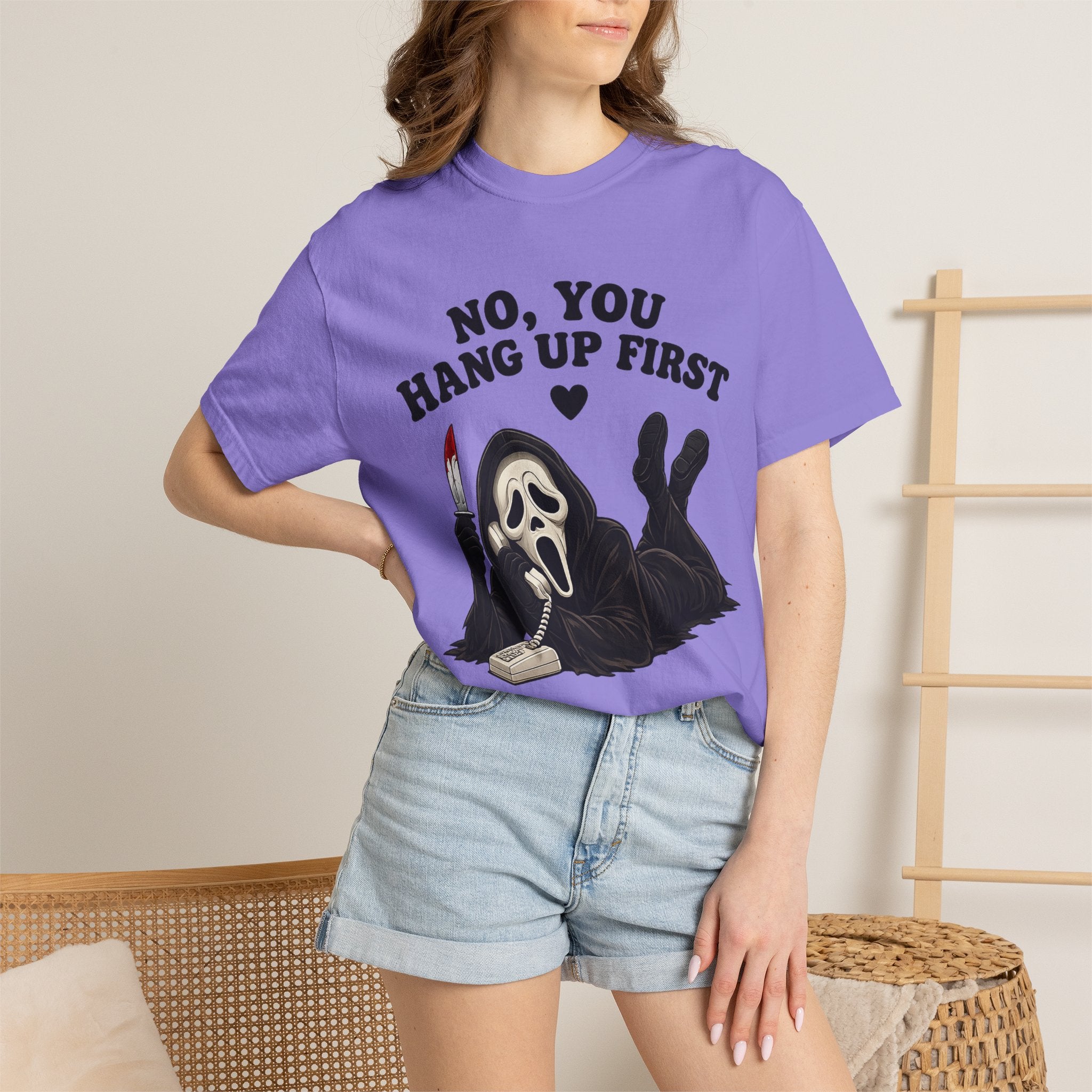 Scream Reaper Tee – "No, You Hang Up First" Graphic T‑Shirt