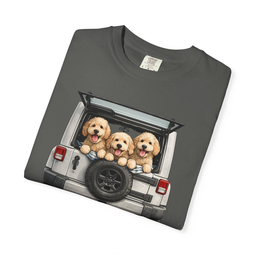 Jeep Days T-Shirt — Cute Golden Retrievers in Jeep Graphic Tee
