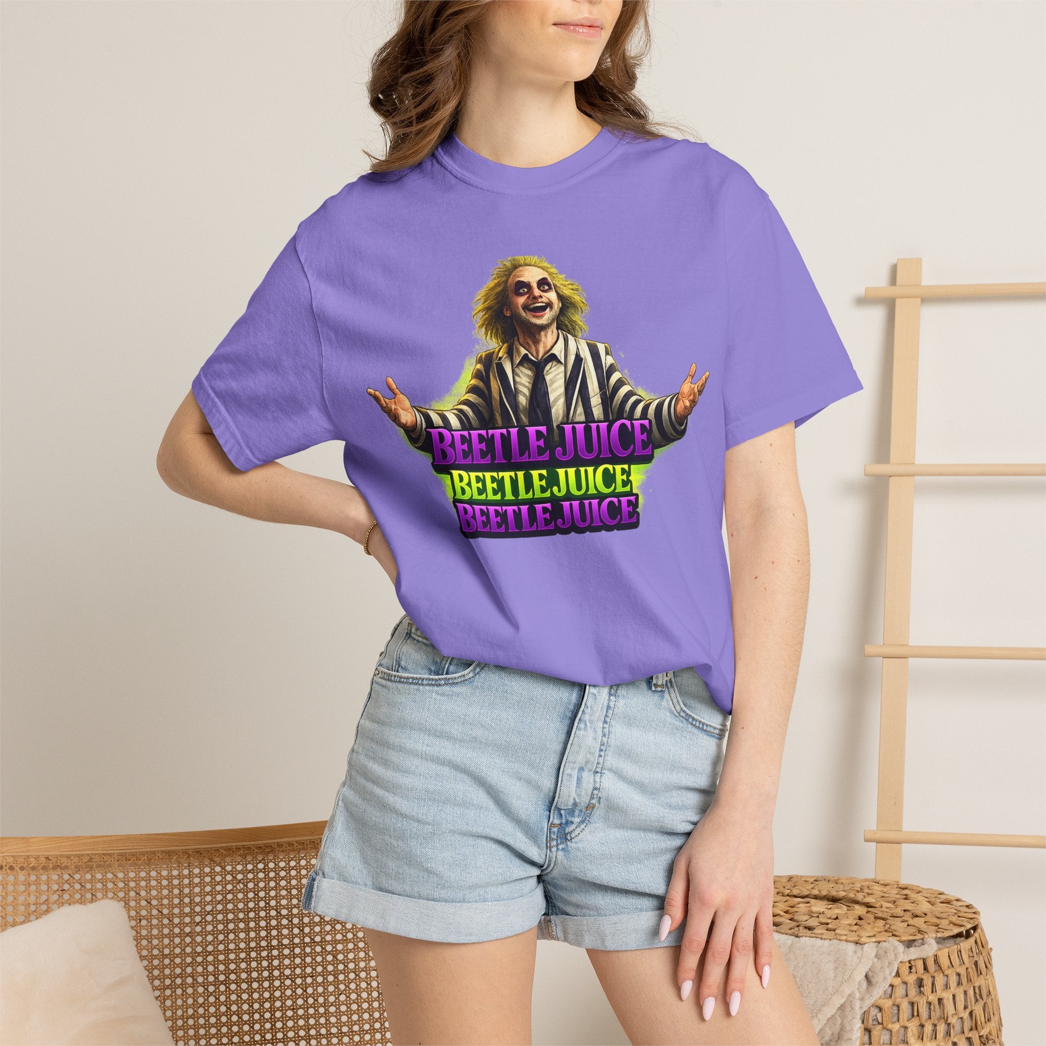 Beetlejuice Graphic T-Shirt — Retro Horror Movie Tee with Beetlejuice Text
