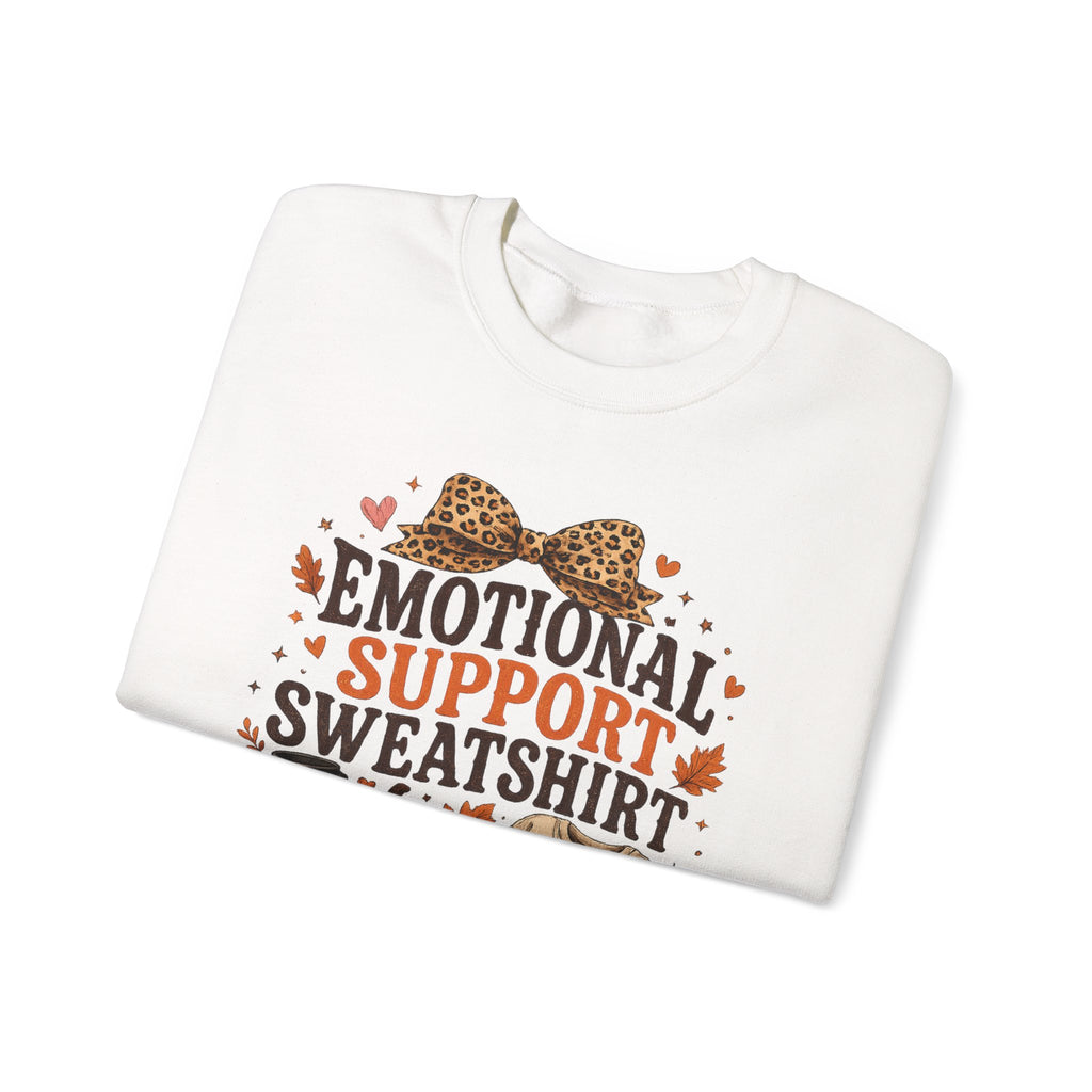 Emotional Support Sweatshirt Crewneck - Cozy Fall Leopard Pumpkin Design