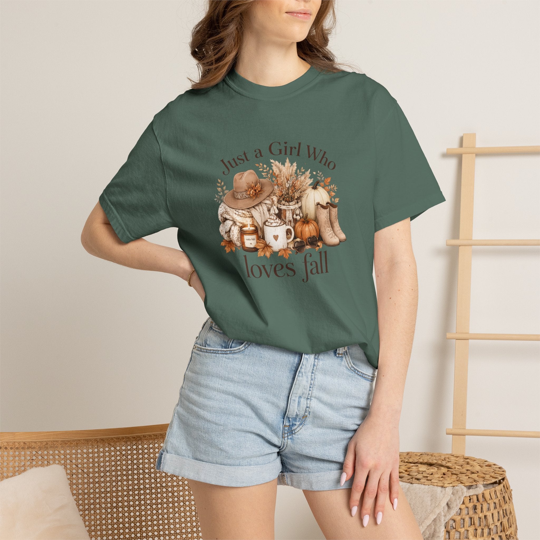 Fall Vibes Graphic Tee — "Just a Girl Who Loves Fall" Autumn Shirt