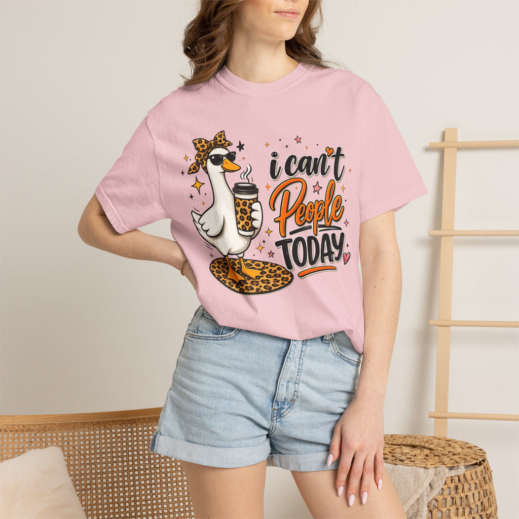 I Can't People Today T-Shirt — Leopard Duck Graphic Tee for Introverts