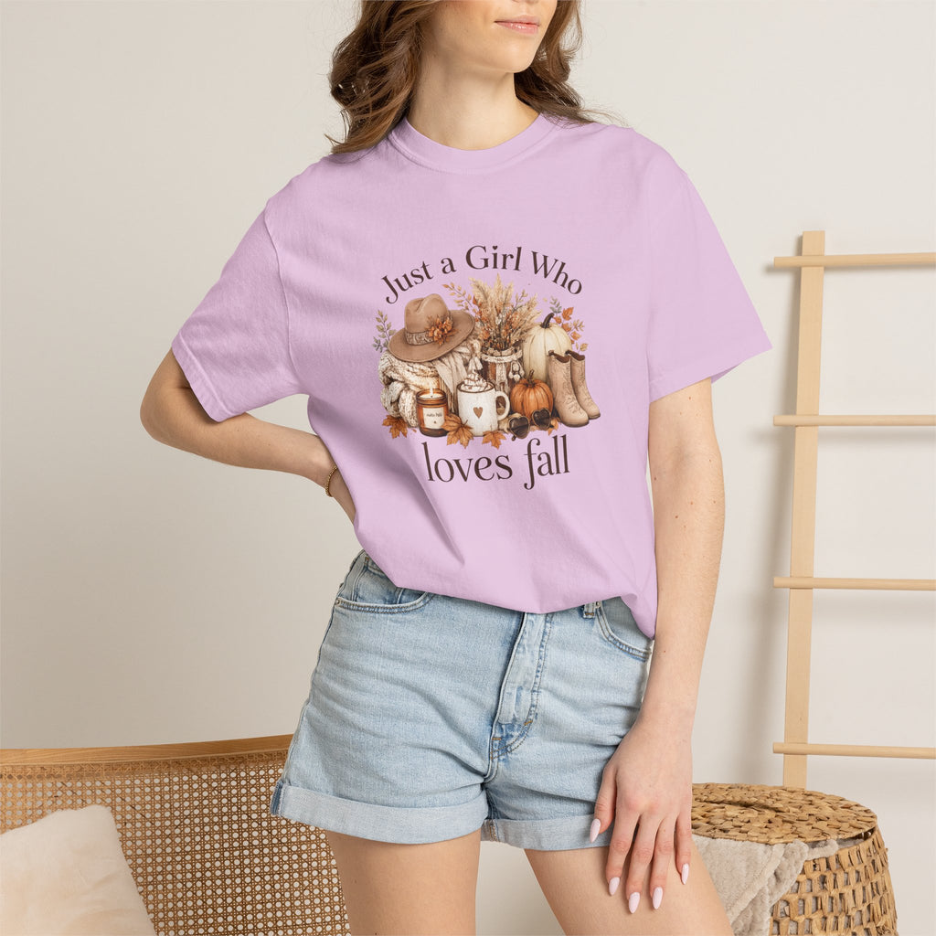 Fall Vibes Graphic Tee — "Just a Girl Who Loves Fall" Autumn Shirt
