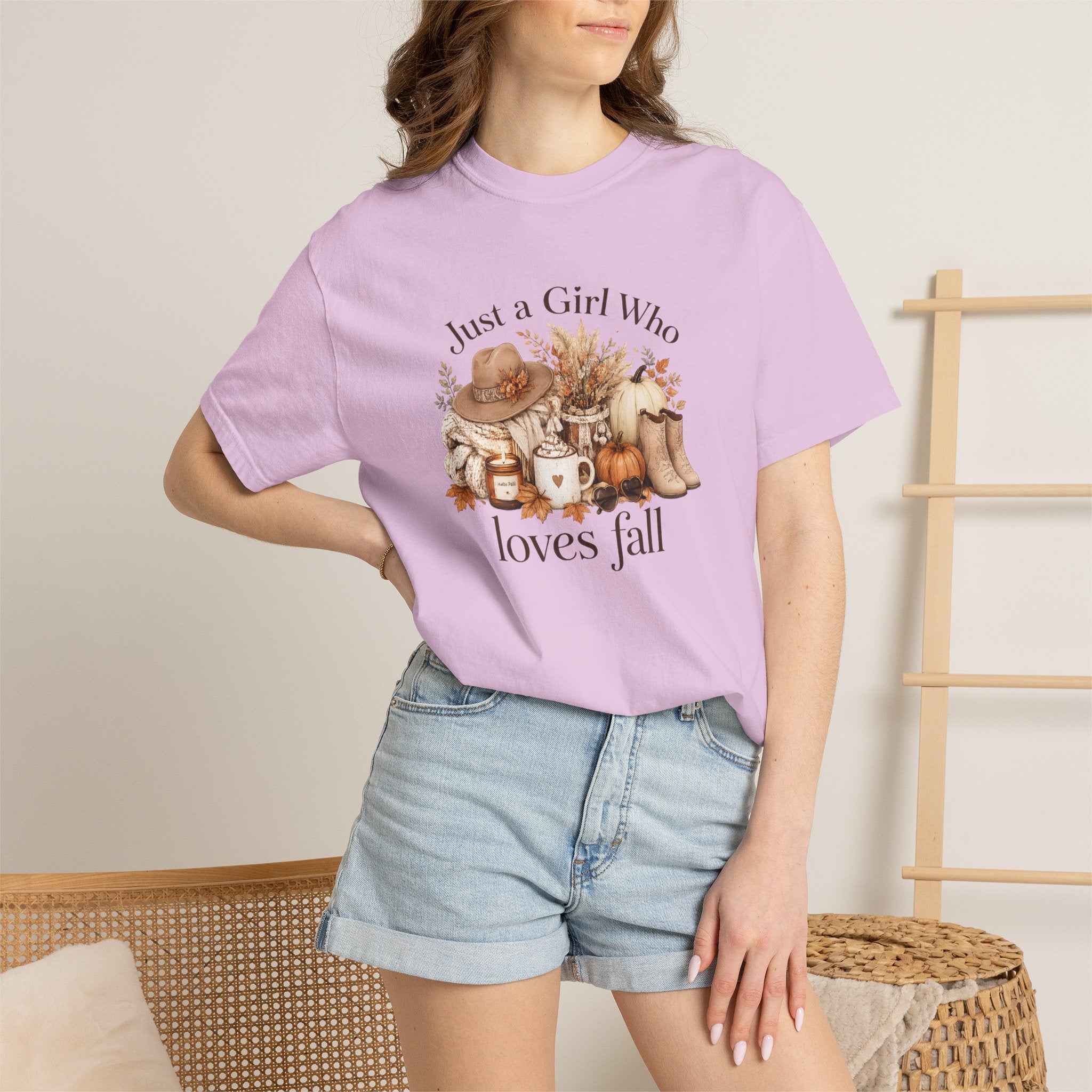 Fall Vibes Graphic Tee — "Just a Girl Who Loves Fall" Autumn Shirt