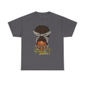 Prayer Warrior T-Shirt – Black Woman Afro Bun with Leopard Scarf & Cross Graphic