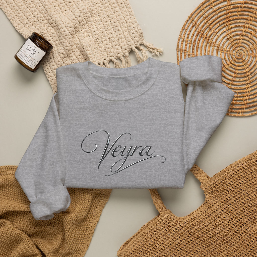 Veyra Script Crewneck Sweatshirt — Elegant Handwritten Logo Pullover
