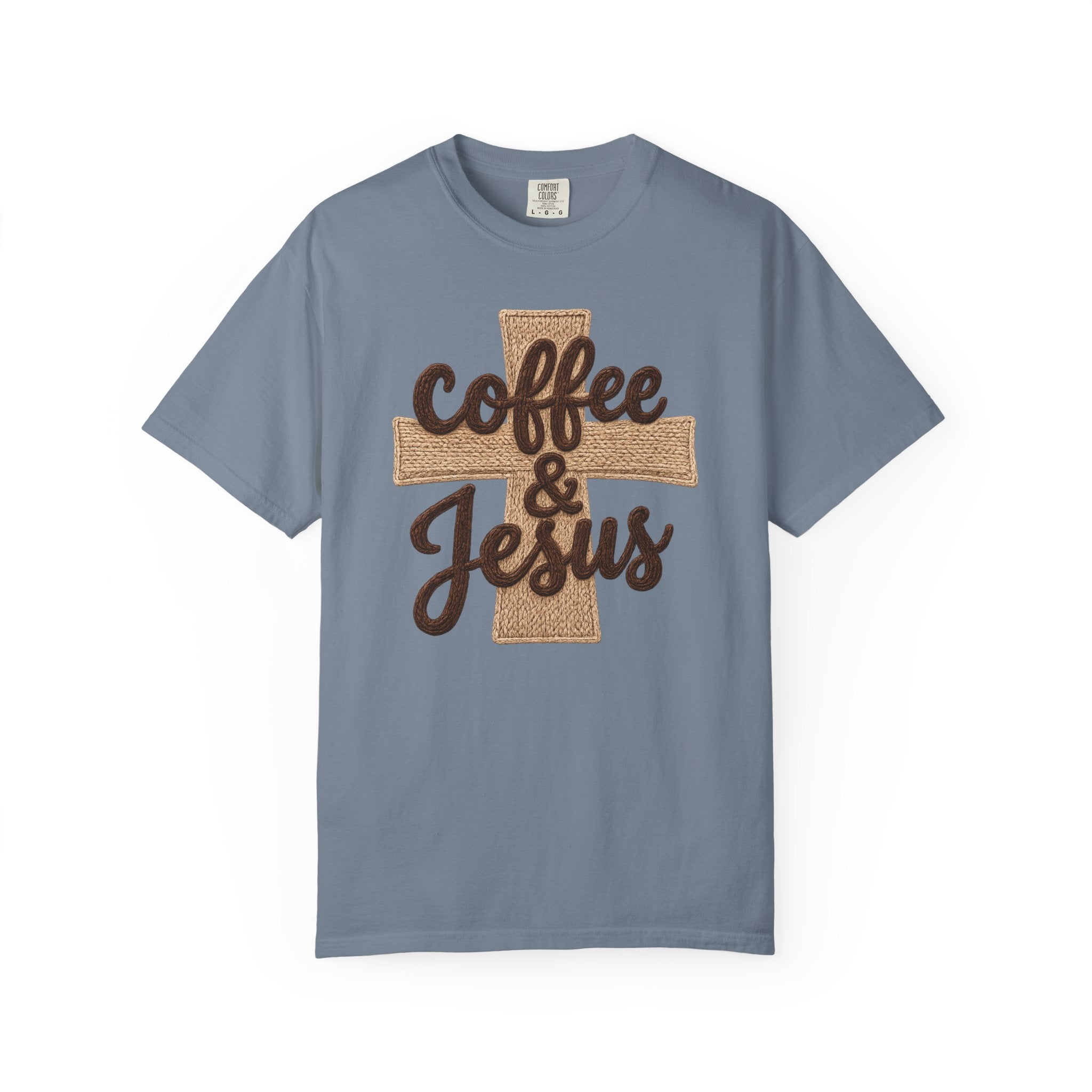 Coffee & Jesus T-Shirt — Christian Faith Graphic Tee with Cross