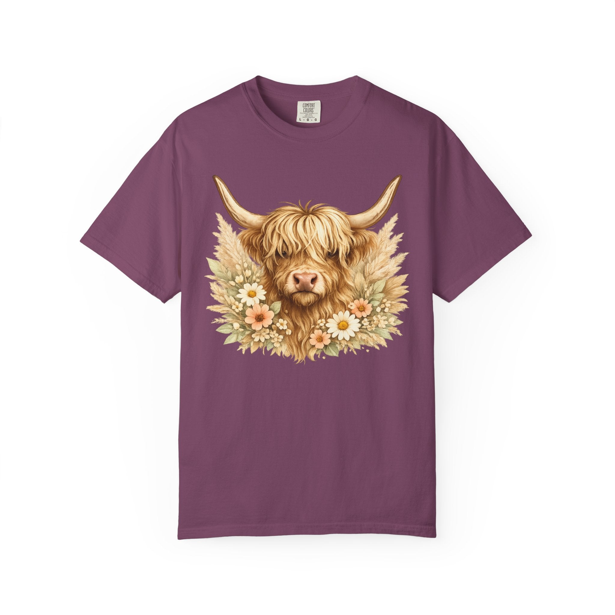 Highland Cow Floral T-Shirt — Cute Scottish Highland Cattle Tee