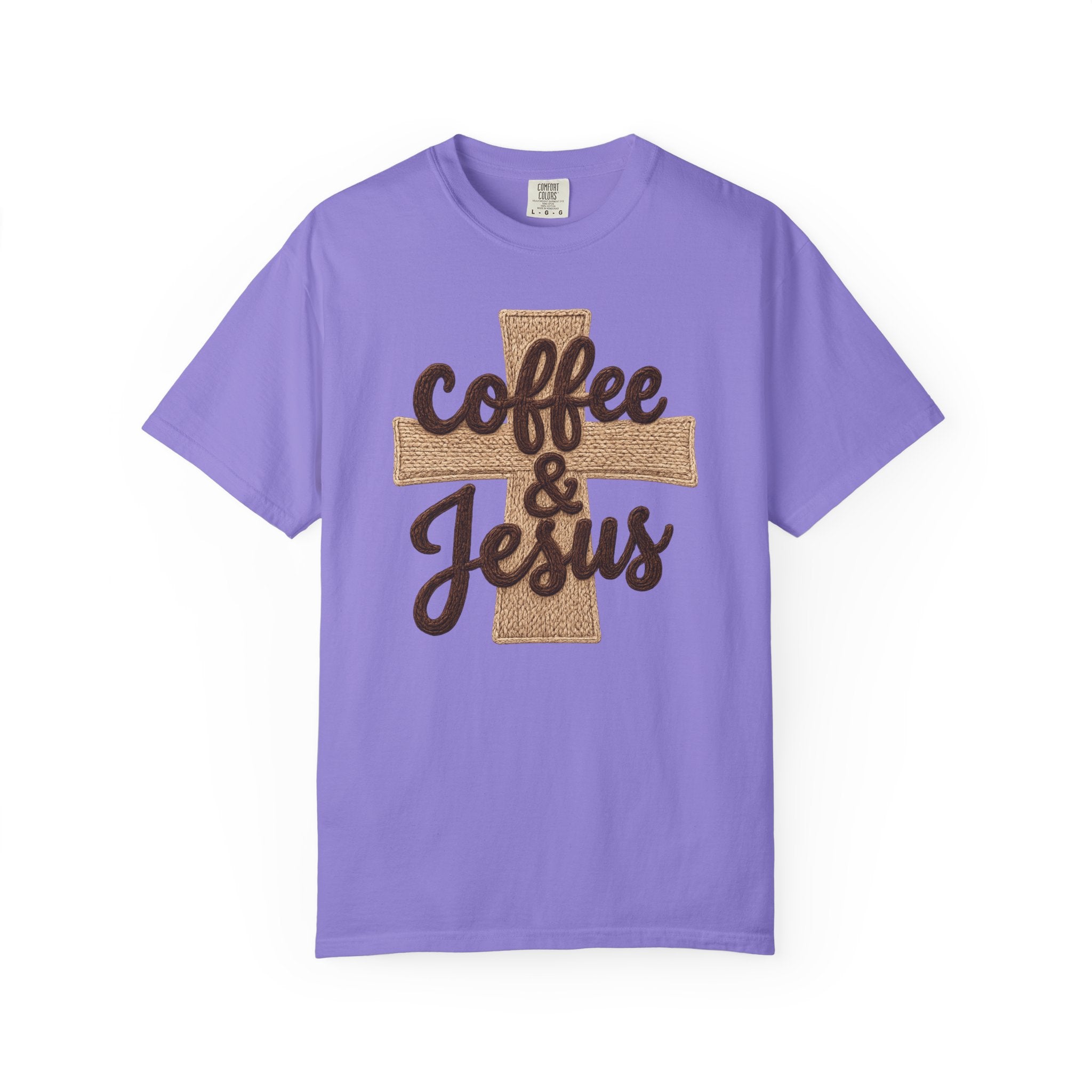 Coffee & Jesus T-Shirt — Christian Faith Graphic Tee with Cross