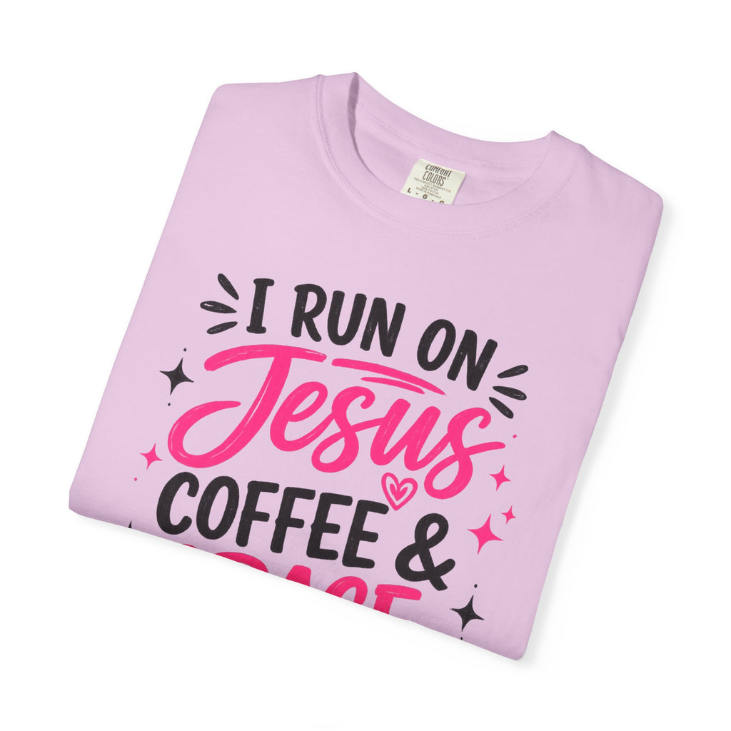Christian Graphic T-Shirt - "I Run on Jesus, Coffee & Grace" Faith Tee