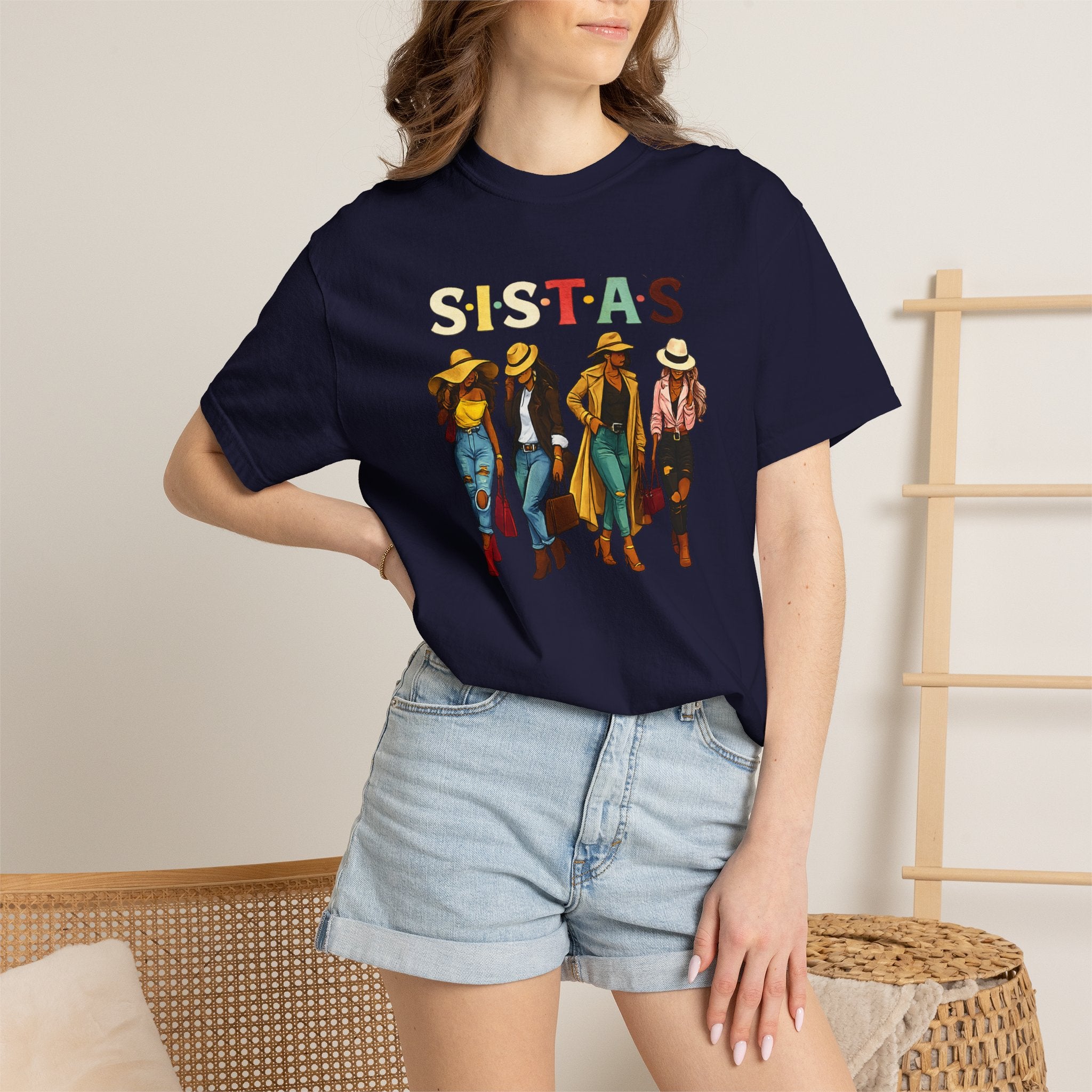 Sistas Graphic T-Shirt – Bold Sisterhood Women Walking Design