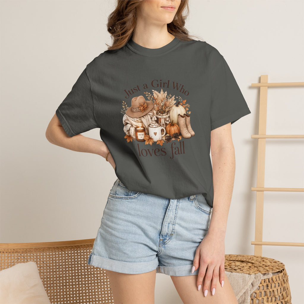 Fall Vibes Graphic Tee — "Just a Girl Who Loves Fall" Autumn Shirt