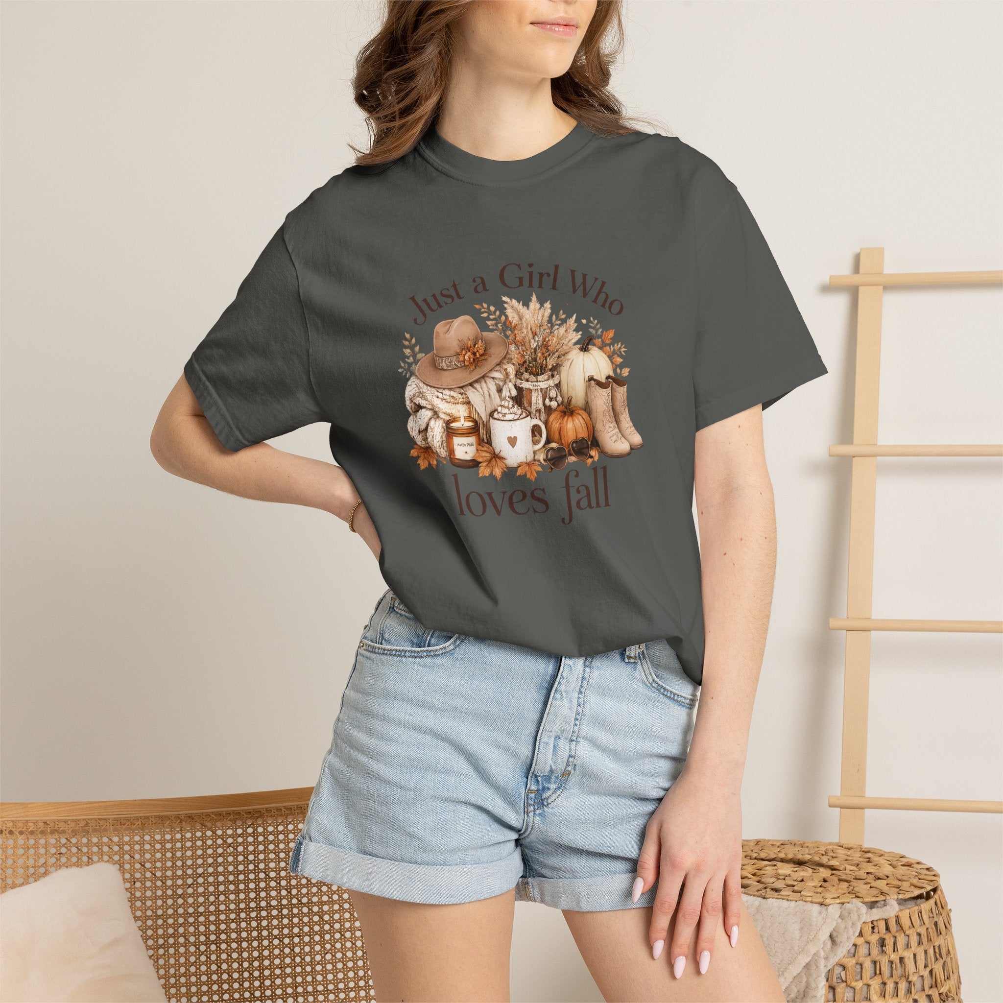 Fall Vibes Graphic Tee — "Just a Girl Who Loves Fall" Autumn Shirt