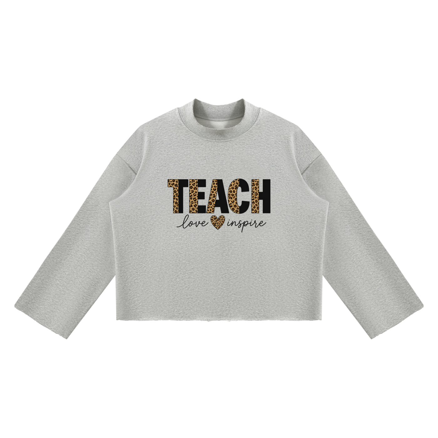 Unisex Mock Neck Raw Edge Boxy Sweatshirt