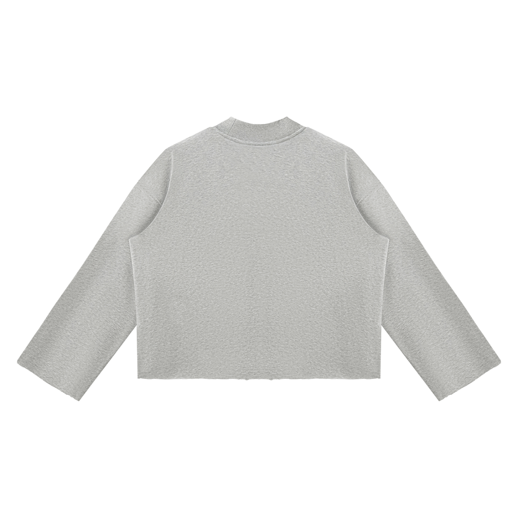 Unisex Mock Neck Raw Edge Boxy Sweatshirt